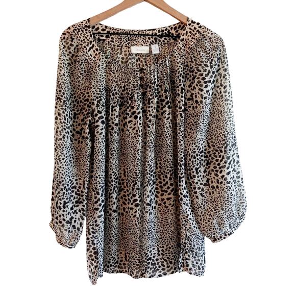 Chico's Long Sleeve Animal Print Top - Picture 4 of 6